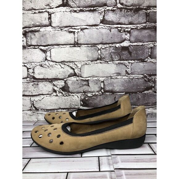 Aquitaine Brown Leather Perforated Ballet Flats Round Toe Shoes Women Sz 40EU/9M - Picture 16 of 16